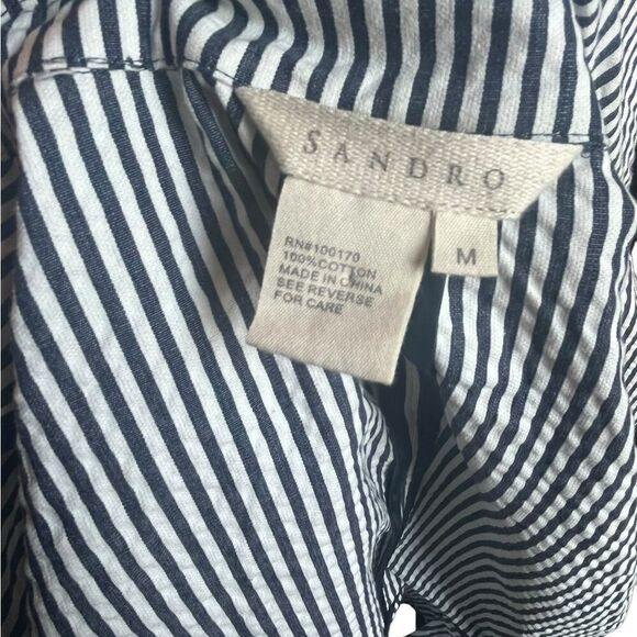 SANDRO NAUTICAL NAVY & WHITE STRIPED CLASSIC BUSINESS CASUAL WOMENS SIZE MEDIUM - Picture 12 of 12